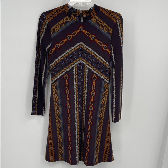 Free People Stella Retro Stretch Crepe Jersey Mini Dress XS Groovy Indie Hippie - Picture 12 of 12